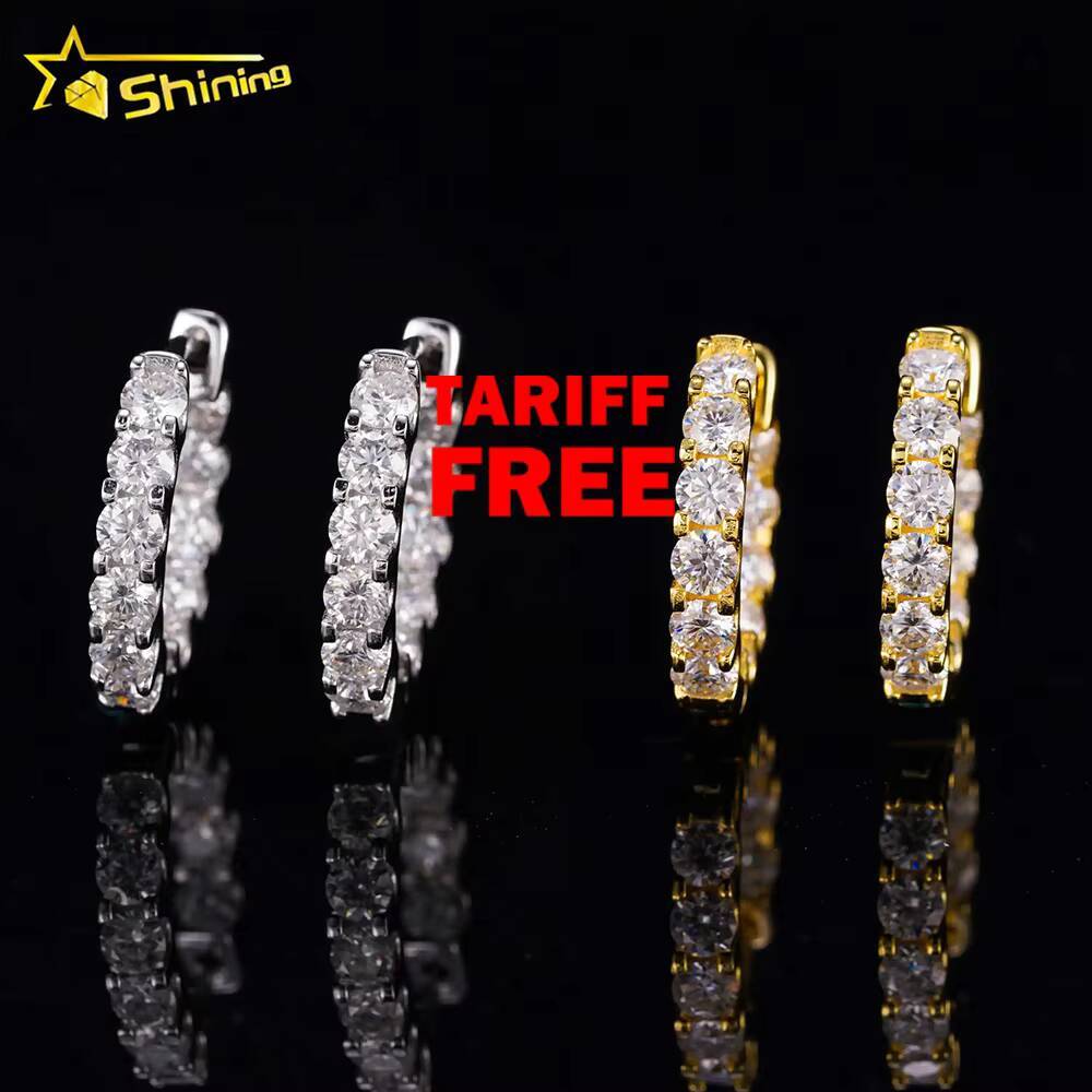 New Arrival Hot Sale Design Tennis Earrings 925 Silver 30mm GRA Moissanite Hoop Earrings Fashion Jewelry