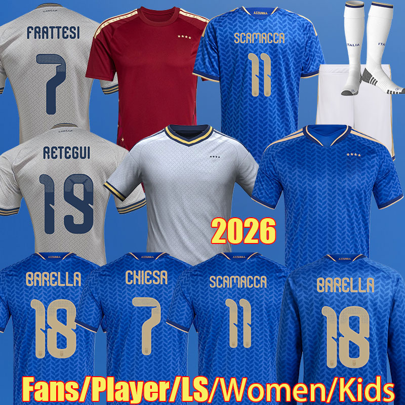 3XL 4XL 2026 ITALYSe 125 Anniversary Italian DIMARCO PELLEGRINI soccer Jerseys FRATTESI 25 26 TONALI SCAMACCA BARELLA RETEGUI BASTONI men kids kit Football shirts