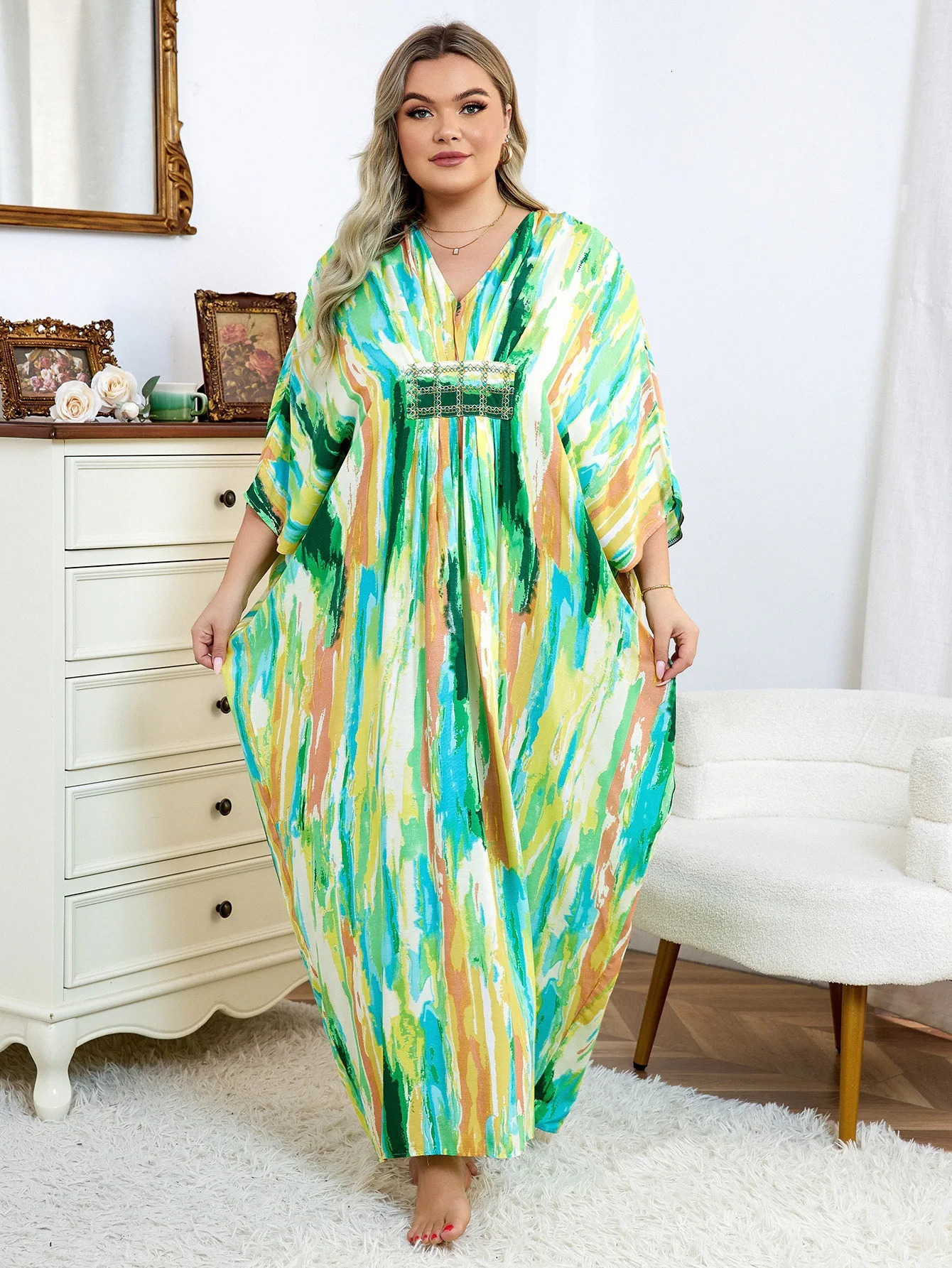 Womens beach cover Caftan Loungewear swimsuit Kaftan dress 250415Z