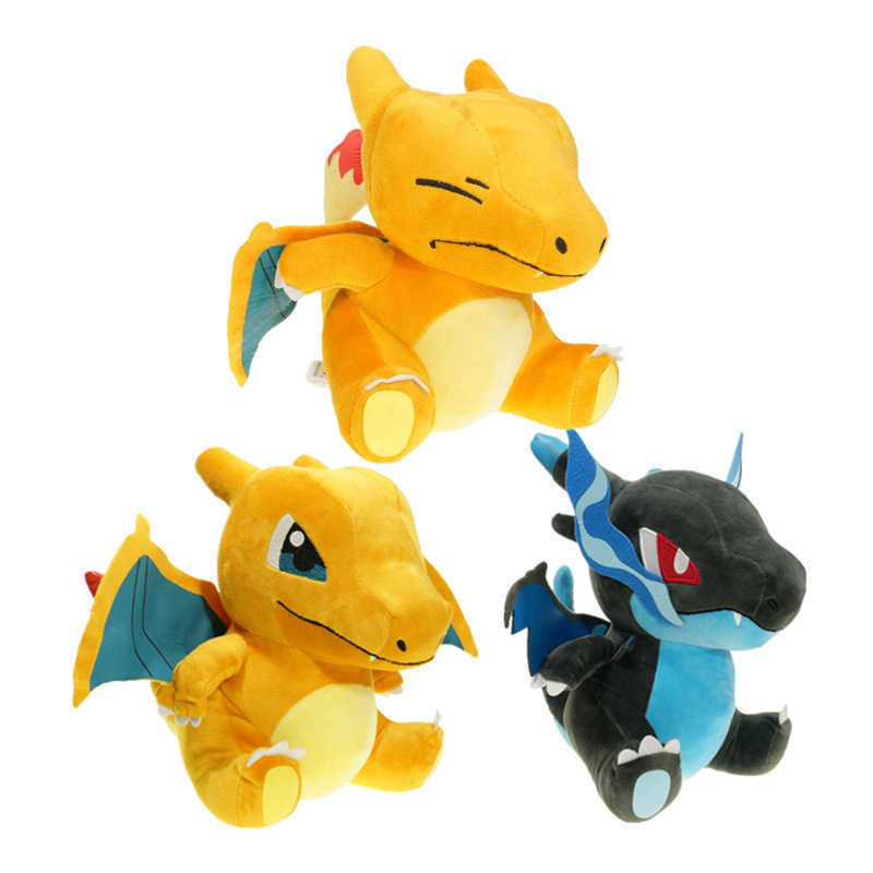 8-inch Q-version mega XY flaming dragon plush toy. Million Evolution yellow and blue flaming dragon toy. Z251119