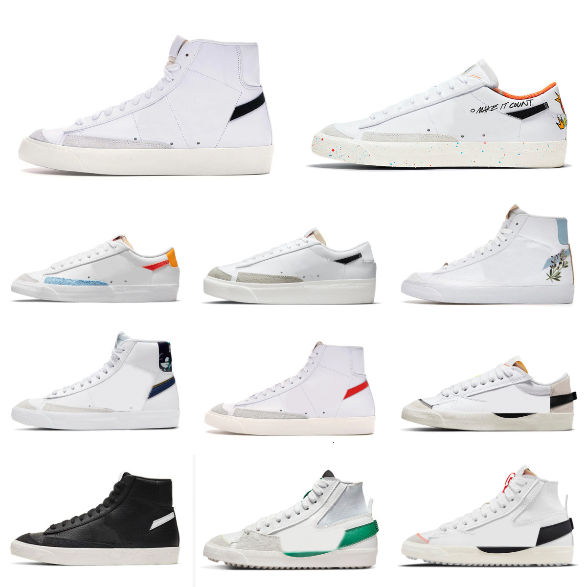 Trainers Blazers Outdoor Sneakers Classic Vintage Men Women Jumbo Red Black White Green Blue High Mid Jogging Shoe Summit Arctic Punch Sail Gum Platform Casual Shoes