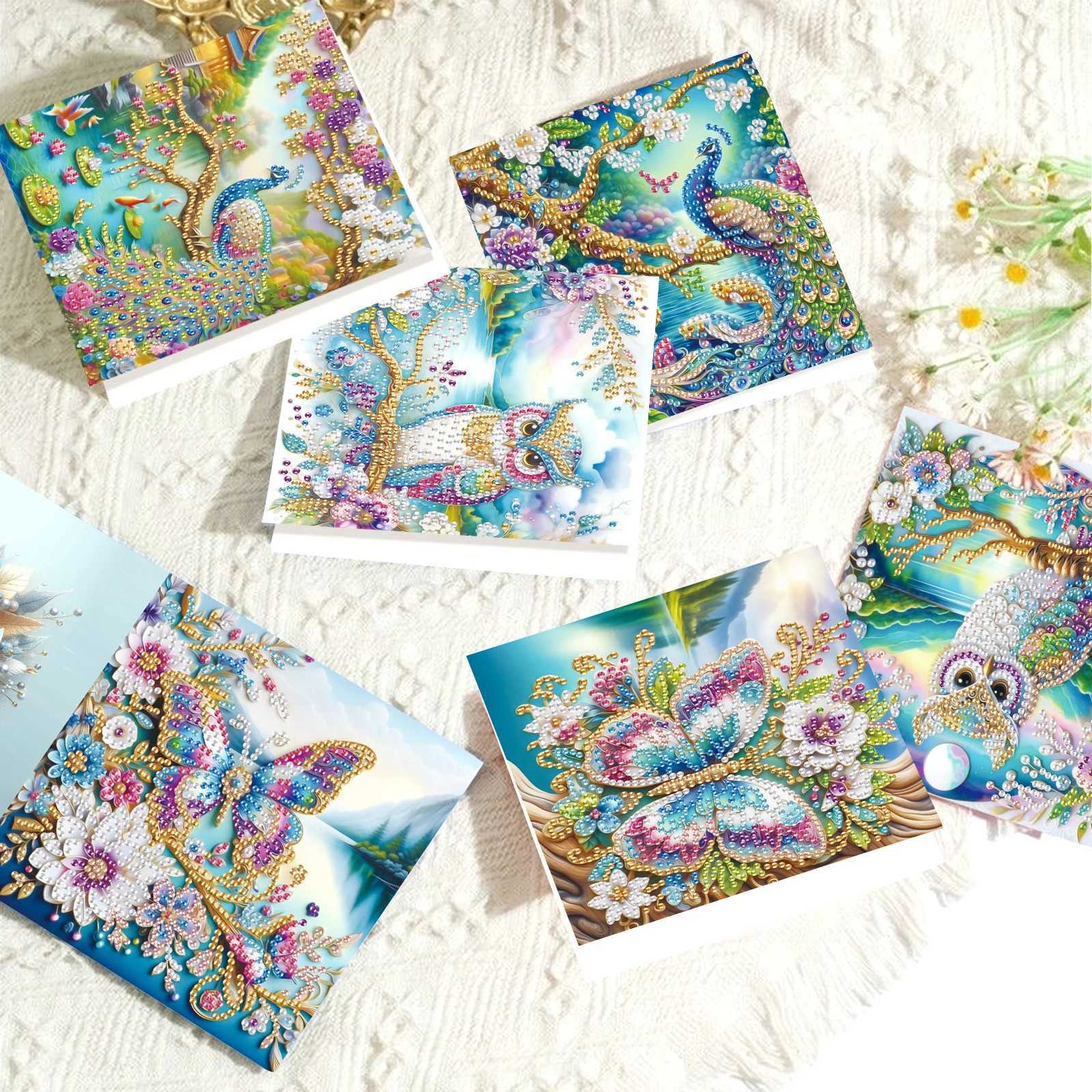 6Pcs Diamond Painting Greeting Cards KitDIY Colorful animals Handmade Festival Greeting Diamond Art Birthday Creative Cards G251119