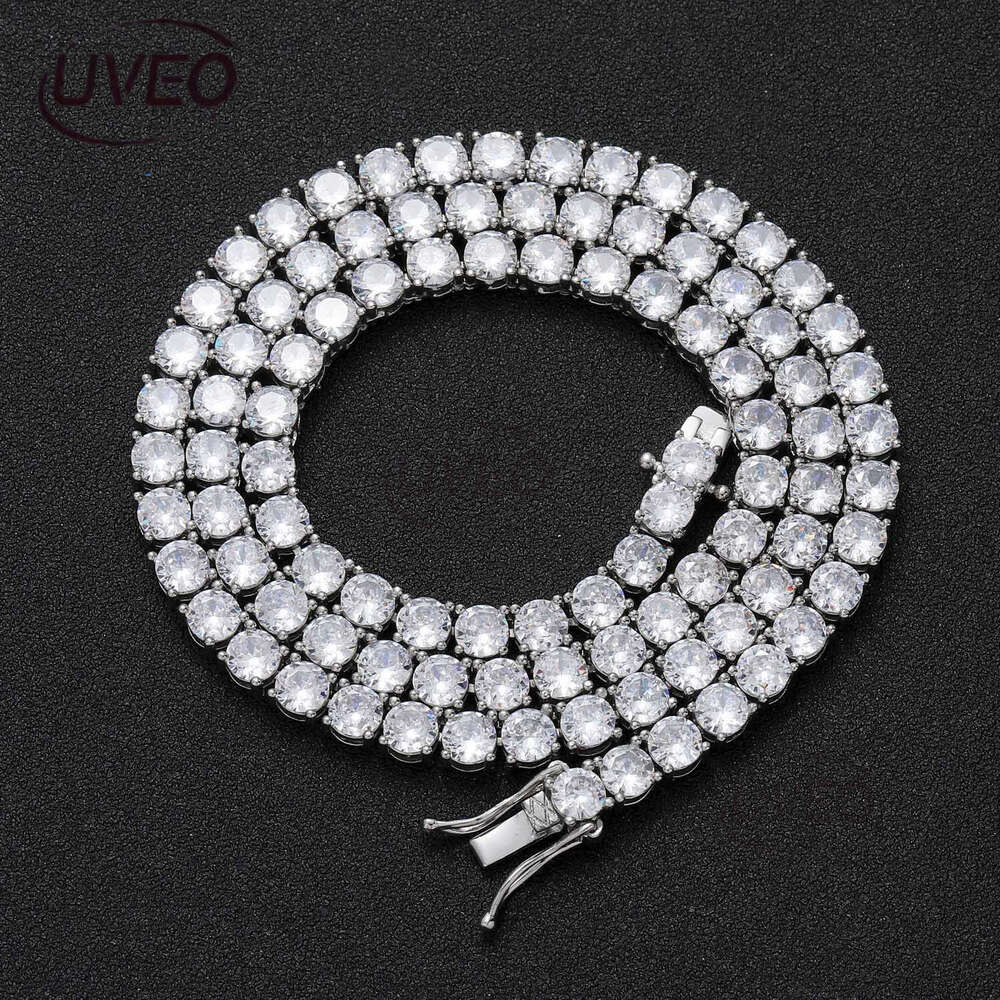 Men's Ice out VVS Moissanite Hip Hop 3mm 4mm 5mm single row necklace tennis chain Free delivery