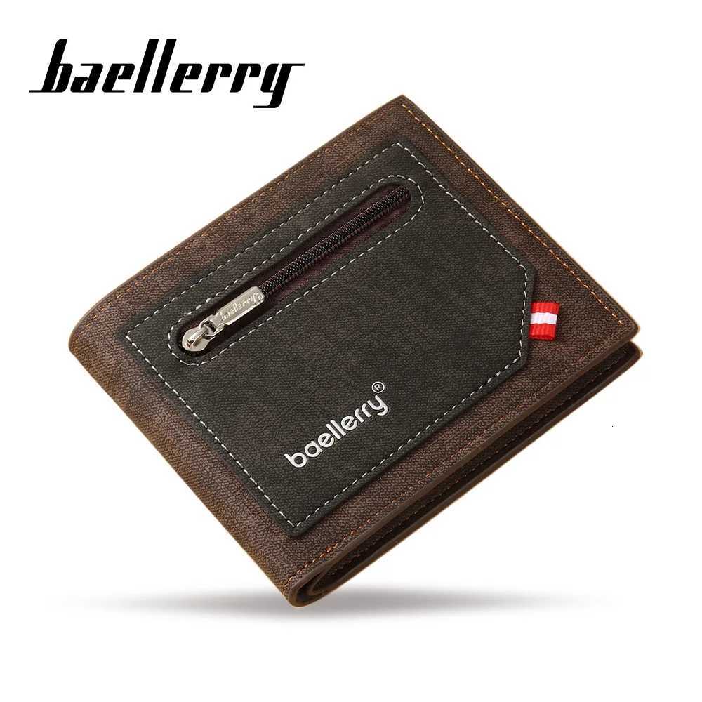New Mens Short Wallet Business Contrast Open Multi-card Slot Ticket Holder Simple Zipper PU Leather WalletT251119