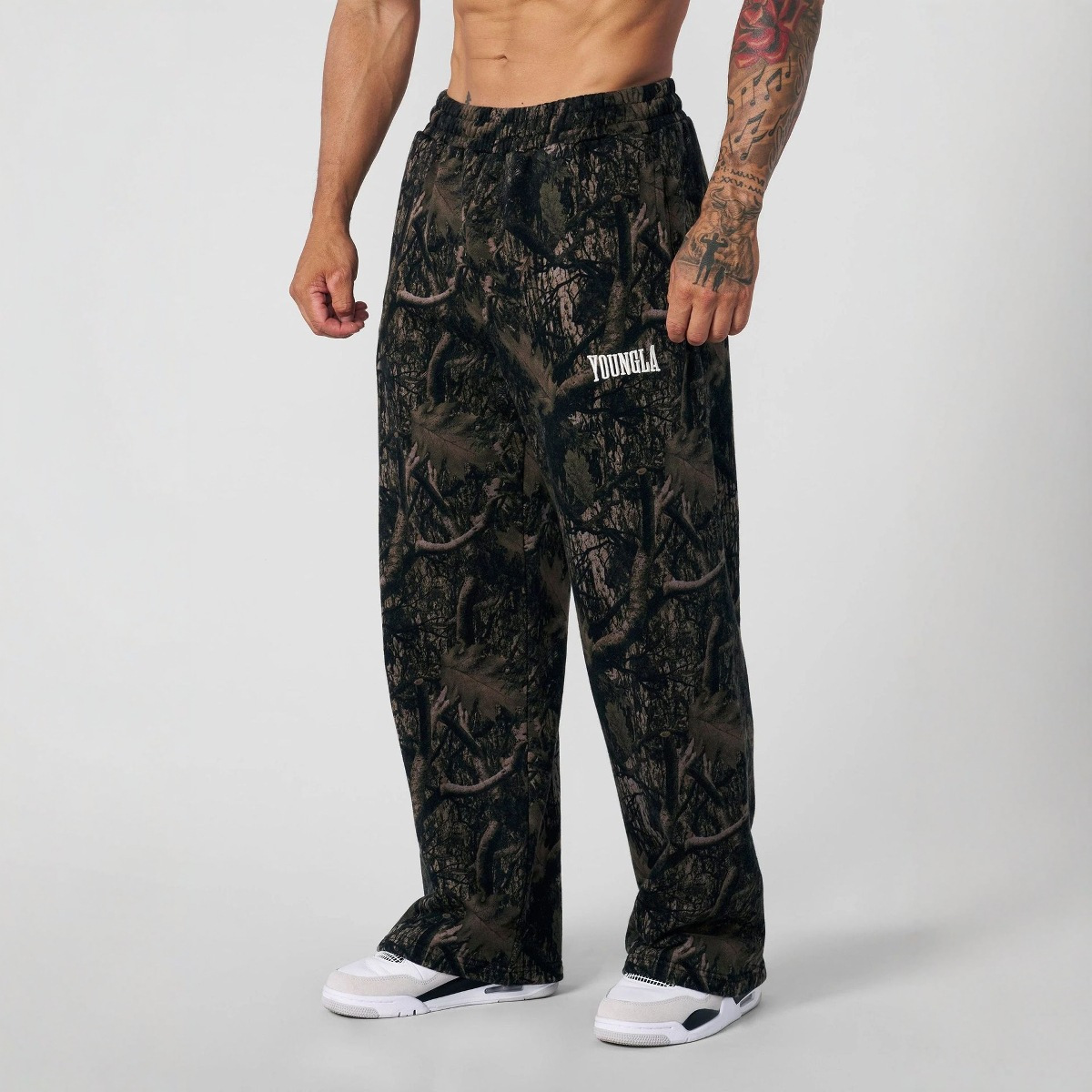 Men's Pants 2025 Young Sweatpants Gym Bodybuilding Running Training Cotton Terry Printed Bouquet Foot
