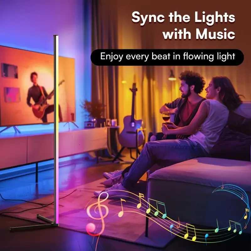 RGB LED Floor Lamp LED Corner Lamp Works Smart Modern Floor Lamp with Music Sync and 16 Million DIY Colors Floor Lamp M251119