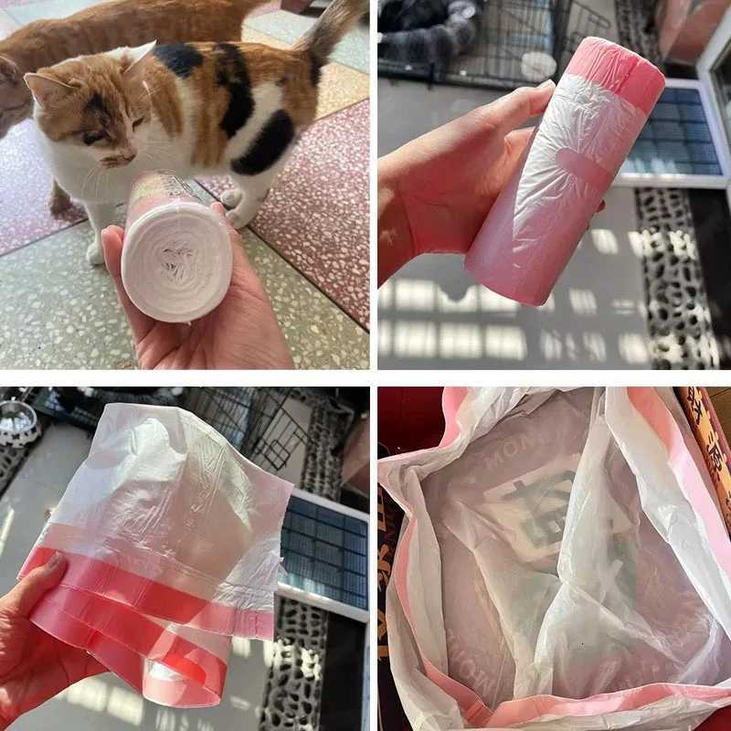 1 Roll Drawstring Cat Litter Bag Portable Cat Litter Box Cleaning Bag Suitable for Pet Store Household Cleaning Tools C251119