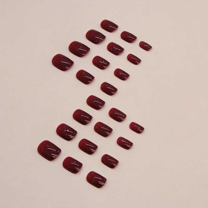 24 PCs Short French Simple Solid Color Glitter Nails with 1 Jelly Gel and 1 Nail FileT251118T251119