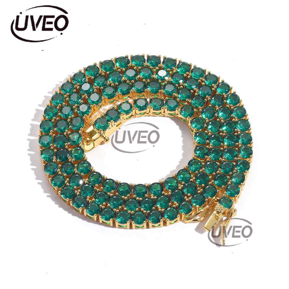 Men Women Luxury Hip Hop 4mm green single row Ice out VVS Moissanite necklace Tennis bracelet Free delivery