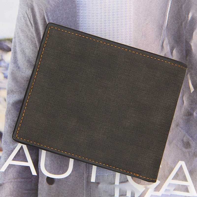 Simple Mens Wallets PU Leather Card Holder Purses for Men Slim Wallet and Handbags with Coin Pocket Male Gift Coffee Money BagsT251119