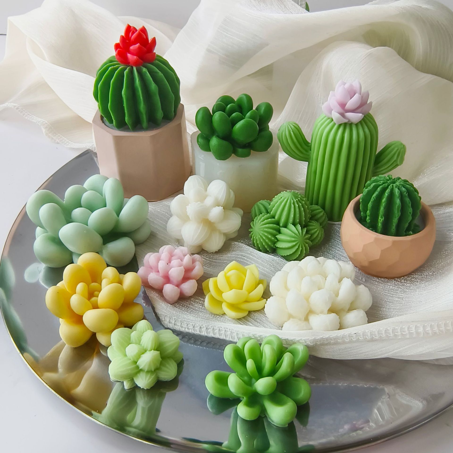 Aromatherapy Silicone Handmade Cup Wax Cactus Succulent Candle Mold DIY Resin Casting Ornament