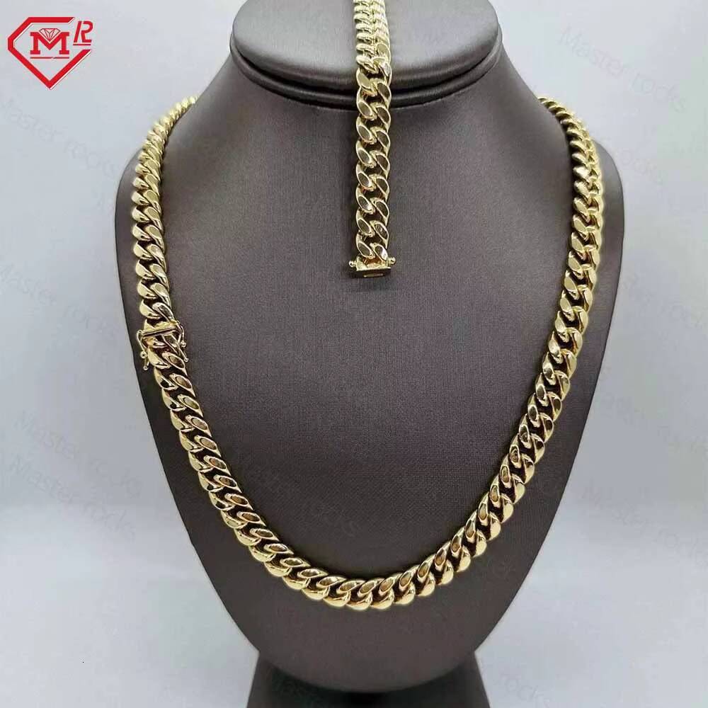 Miami Cuban Necklace Bracelet 12MM Plain Hip Hop Men Chains Solid 925 Sterling Silver Cuban Link Chain