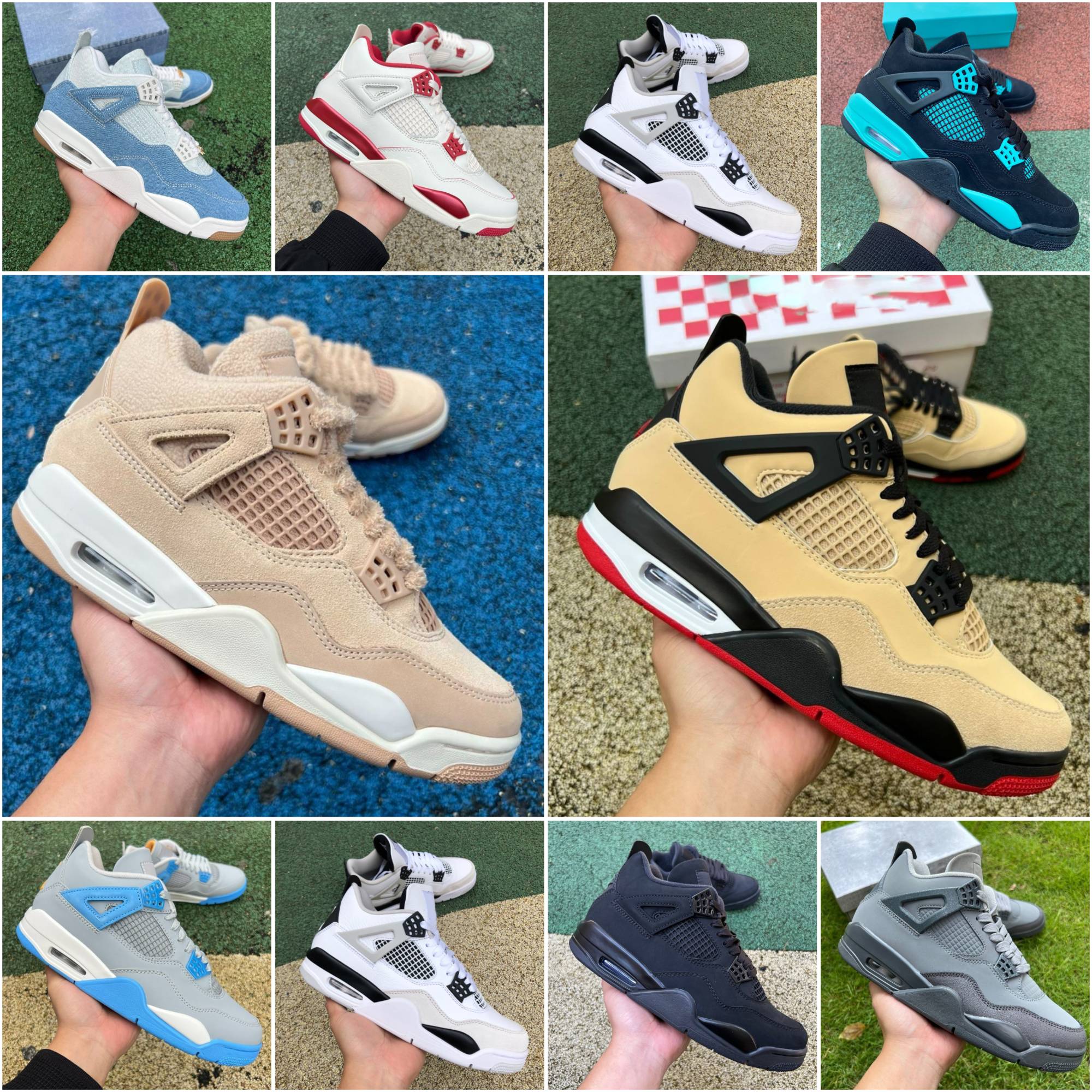 Designer 4 Basketball shoes Men Women 4s Sneakers Worn Blue Panda Military Black Cat Purple Thunder Cool Grey Bred Forget Me Not Cozy Girl Sports Mens Trainers Sneake