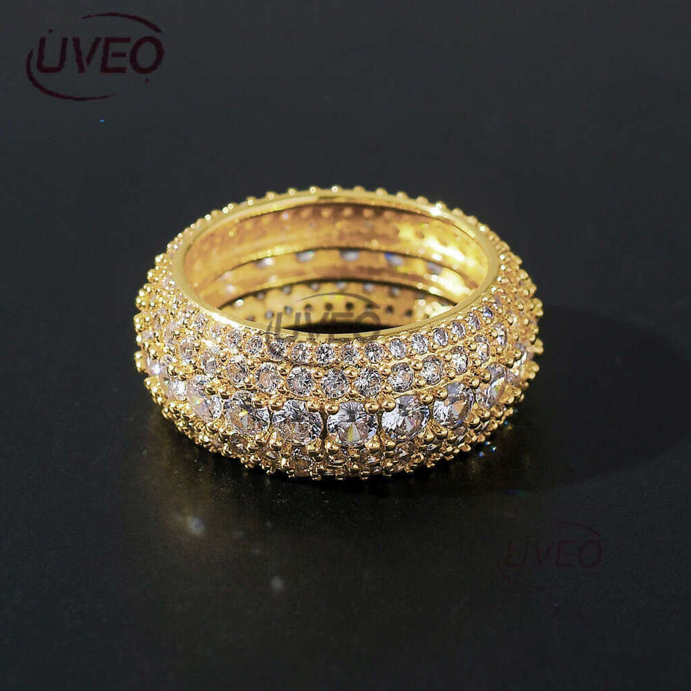 Luxury designer inlaid ice out VVS Moissanite sterling Silver Gold Plated Men's and women's Hip Hop rings Free shipping