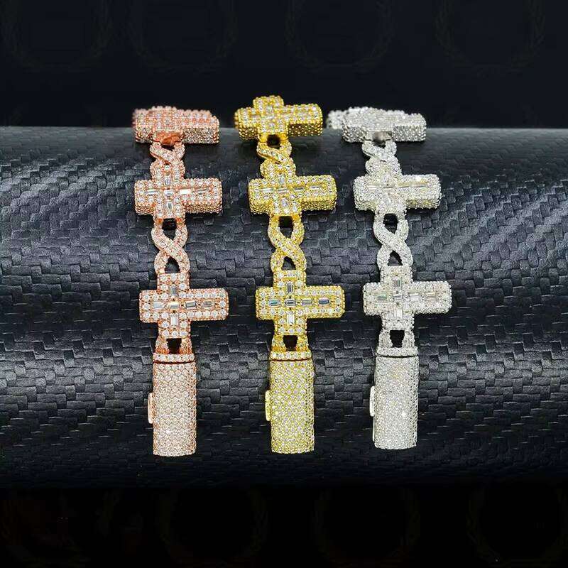 Christian Hip-Hop Pass Tester S Sier GRA Iced Baguette VVS Moissanite Cross Cuban Men and Women Chain