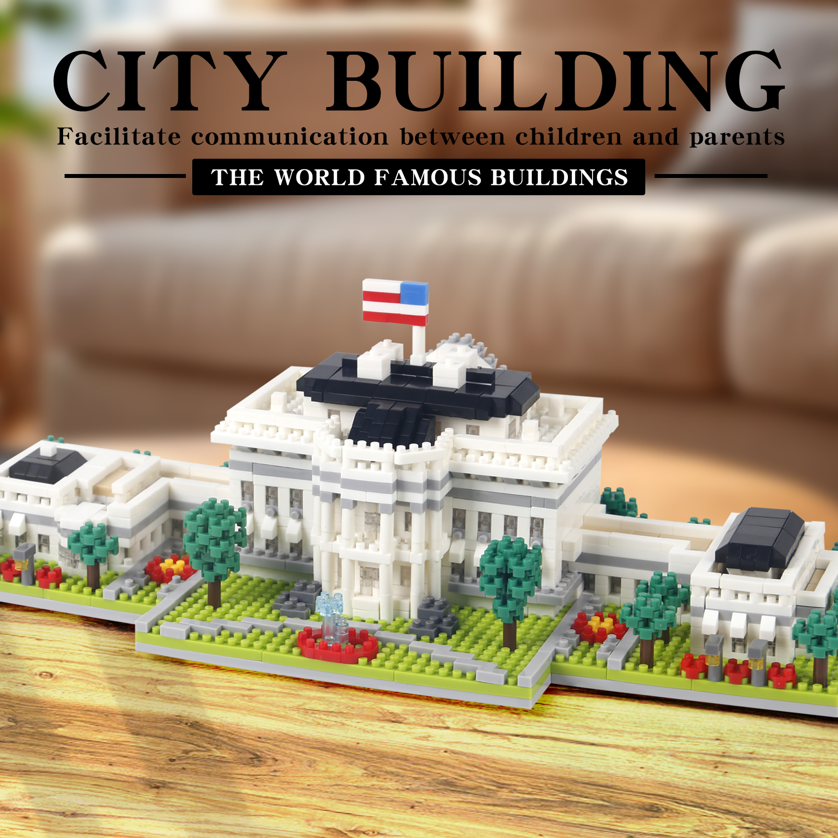 White House Micro Building Blocks KNEW BUILT Capitol City Construction US Mini Architecture Adult Children Toys Assemble Bricks
