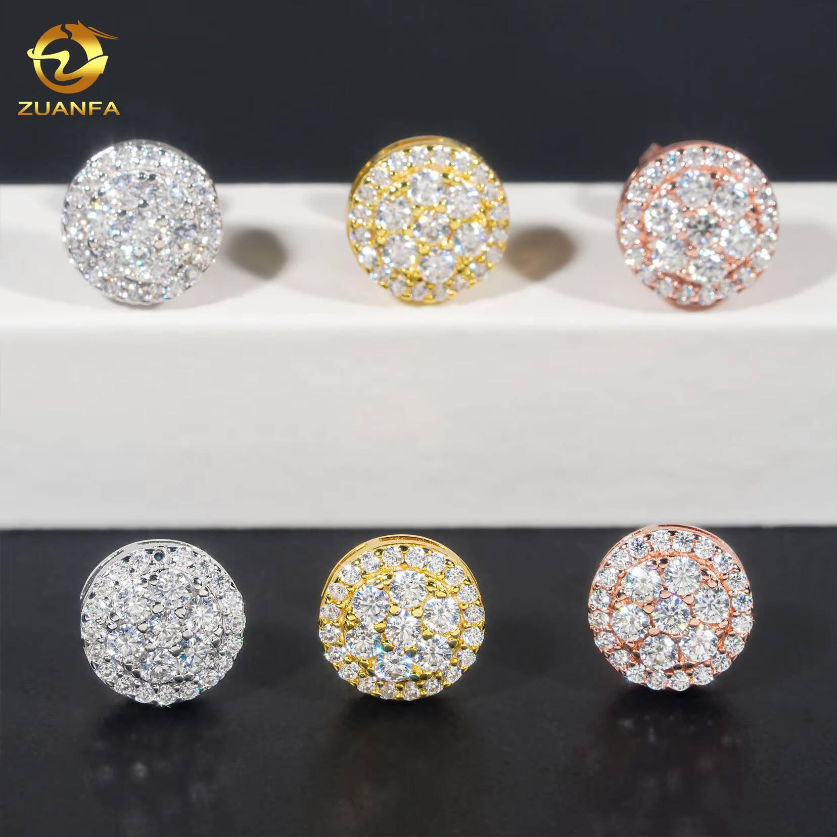 Vvs Wholesale Diamond Earring Men Women Factory Price Solid Gold Plated Round Style Screw Back Moissanite Stud Earrings - view 5