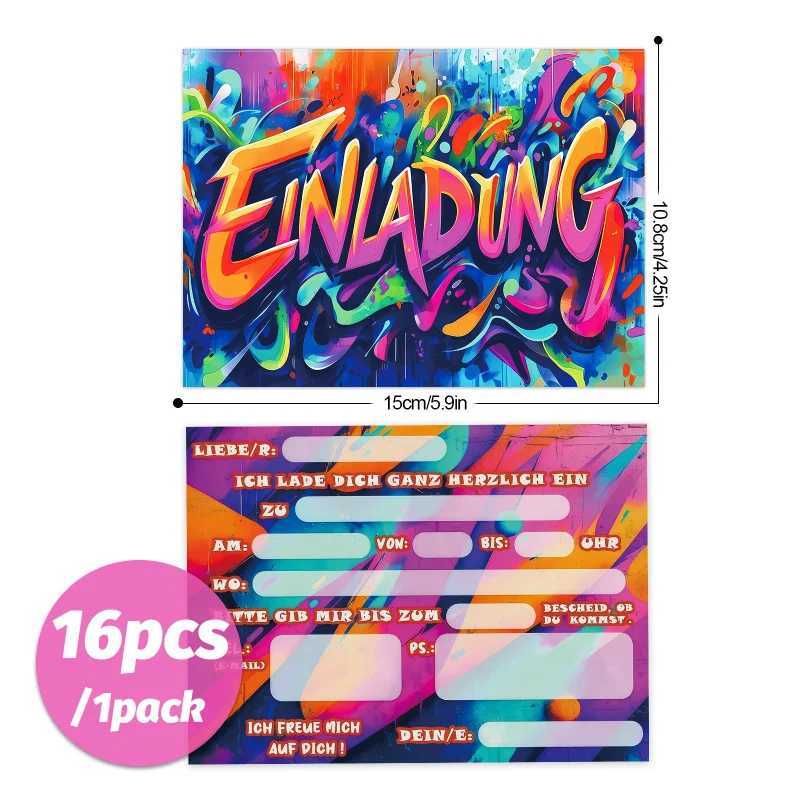 16pcs Graffiti Invitation CardBirthday Graffiti Theme Party Invitation CardBirthday invitationParty InvitationSchool Invitat G251119