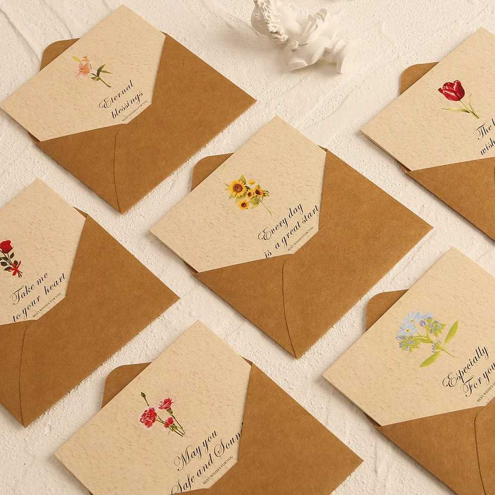 6Pcs Flower Language Greeting Cards - Exquisite Design for Birthday Anniversary Festival Romantic Floral Messages G251119