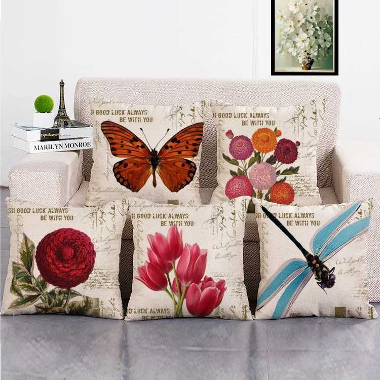 Retro butterfly in oil painting throw covers with digital printing of short plush fabric Car-shaped sofa cushionM251119