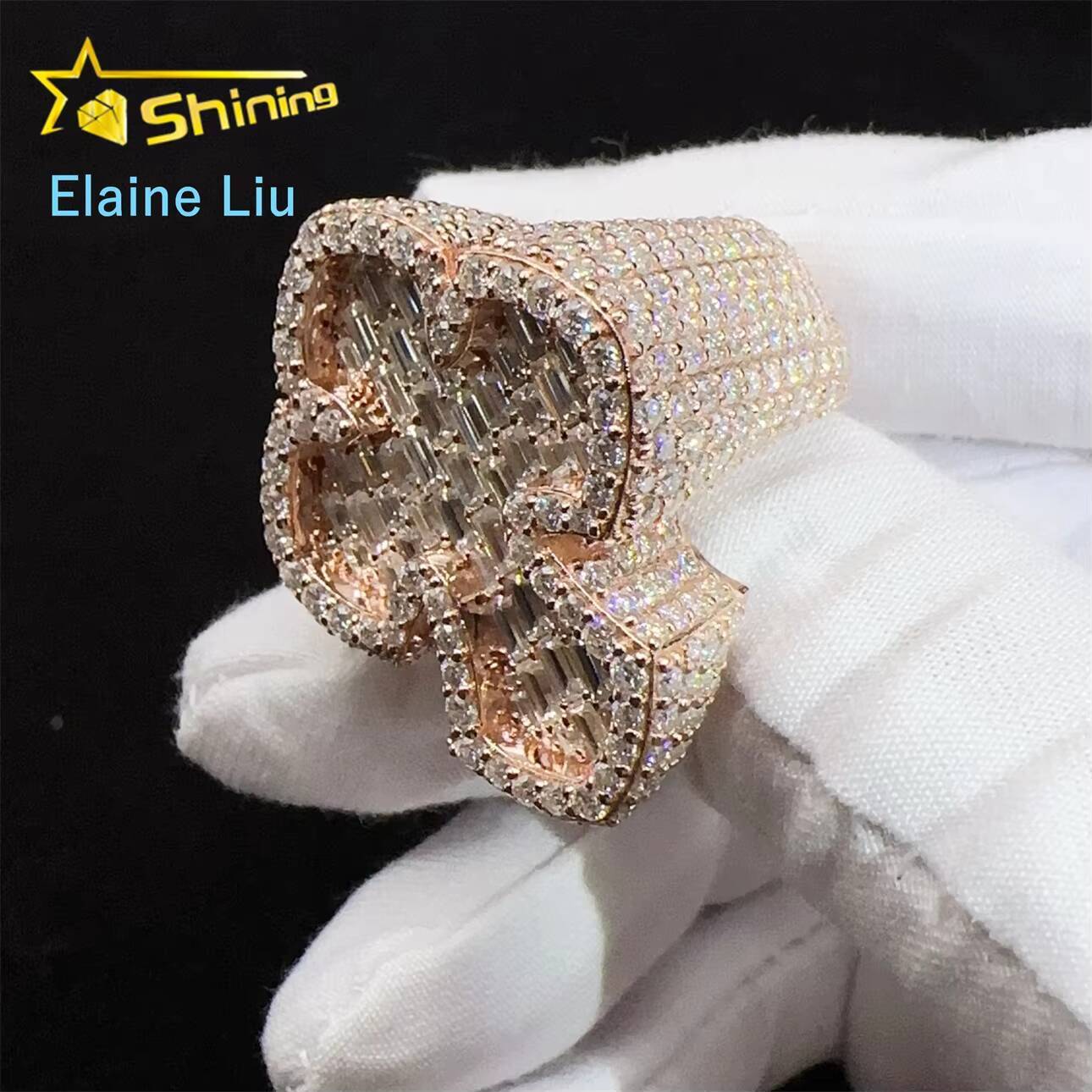 Pass Diamond Tester Hip Hop Style Hot Sale VVS Moissanite Diamond Men Cross Rings 925 Silver Iced Out Ring