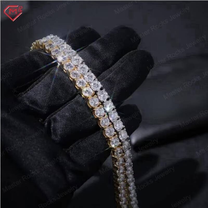 5MM Hiphop Tennis Chain Iced Out Bling Men Necklace 925 Sterling Silver Iced Out VVS Moissanite Tennis Chain