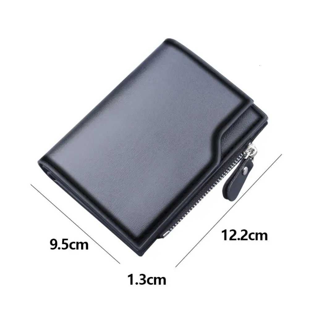 Mens PU Leather Wallet Clutch Bag Solid Color Card Holder Business Short Wallets Zipper Large Capacity Vintage Male PursesT251119