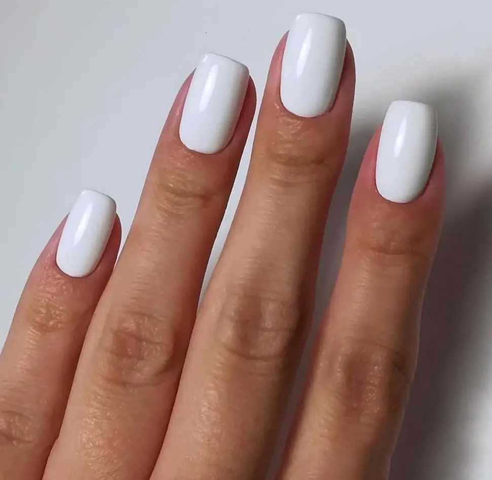 120Pcs Milk White Press On Nails Glossy Medium Square Gel False Nails 10sizes Full Cover Reusable Daily Fingernails DecorationsT251118T251119