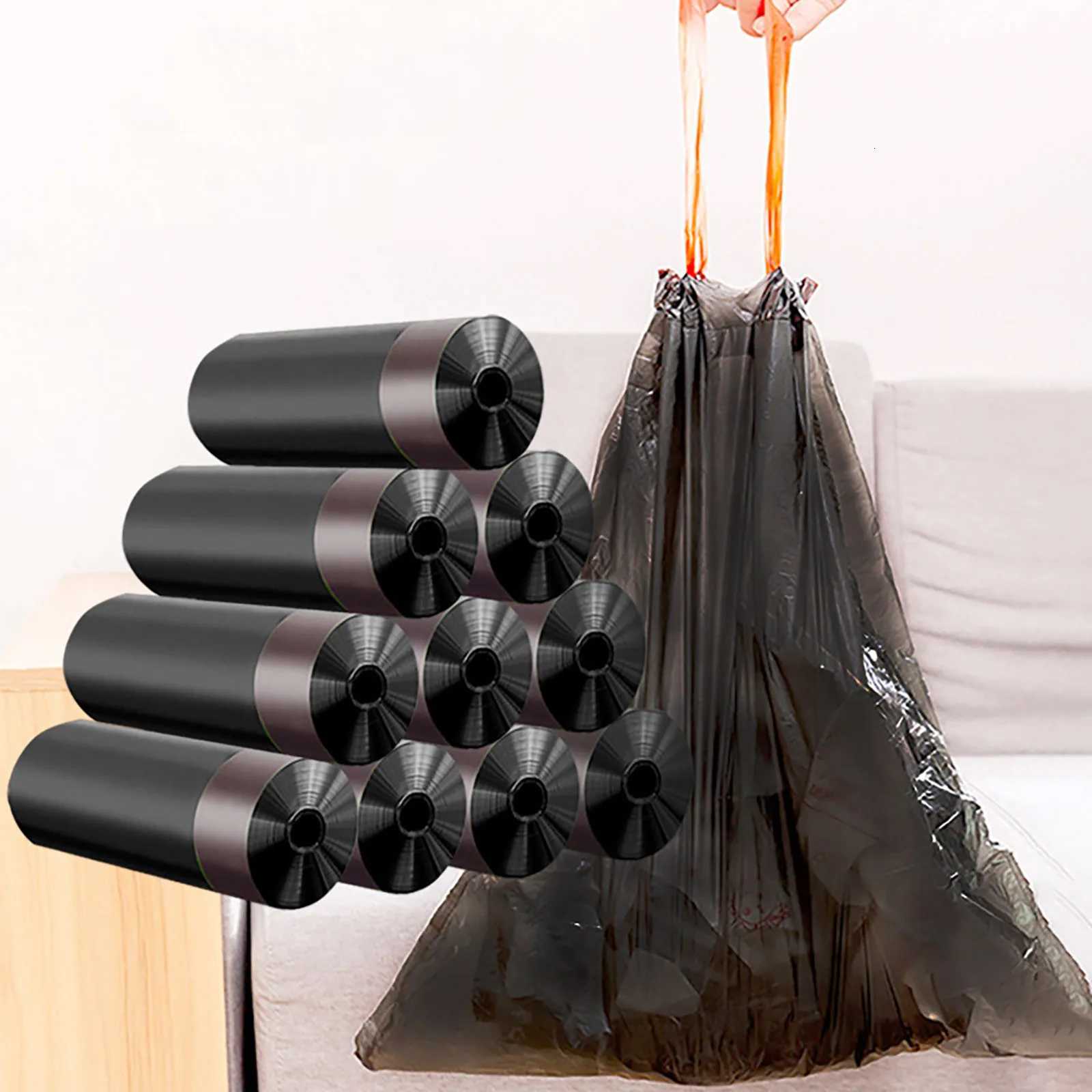 3-Roll Drawstring Garbage Bag Thickened No Dirty Hands Automatic Closing Garbage Bag Portable Plastic Bag Household Kitchen C251119