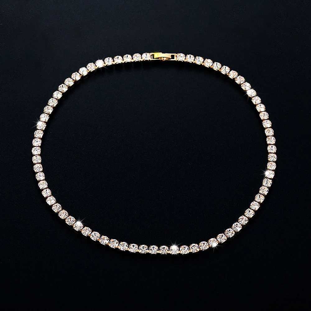 New Elegant Dazzling CZ Diamonds Choker Necklace Luxury Tennis Chain Necklace for Women Jewelry Gift Cuban Chain Crystal Bracele M251211