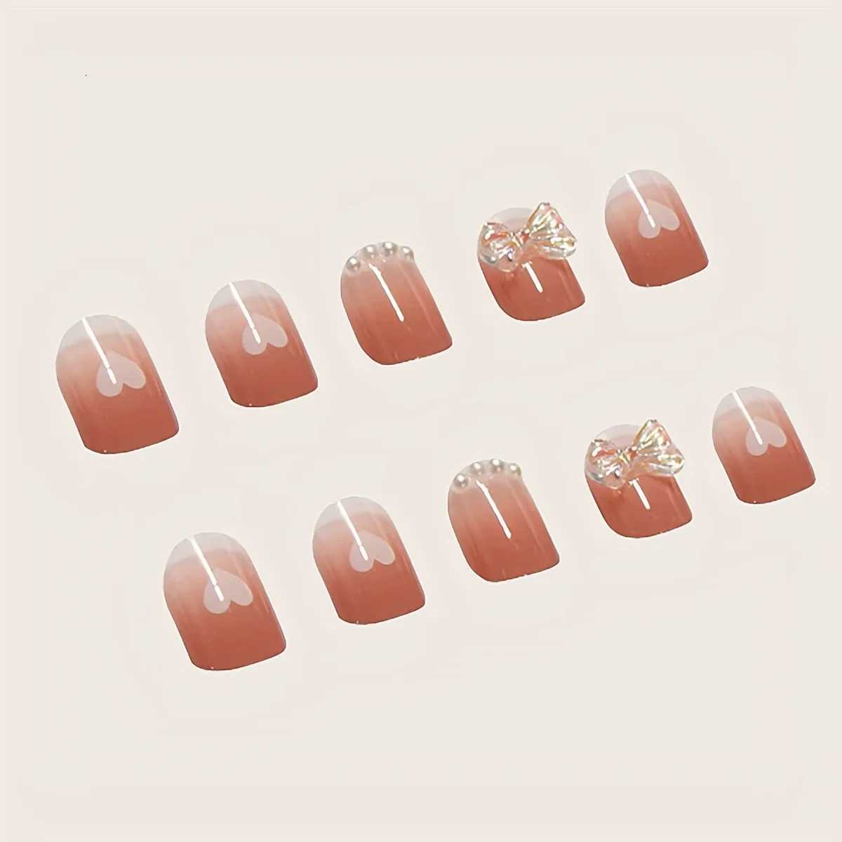 24pcs Ice Transparent Press On Nails Fake Nails With 3D Butterfly And Pearls Design Glossy Full Cover Silver Glitter False NaiT251118T251119