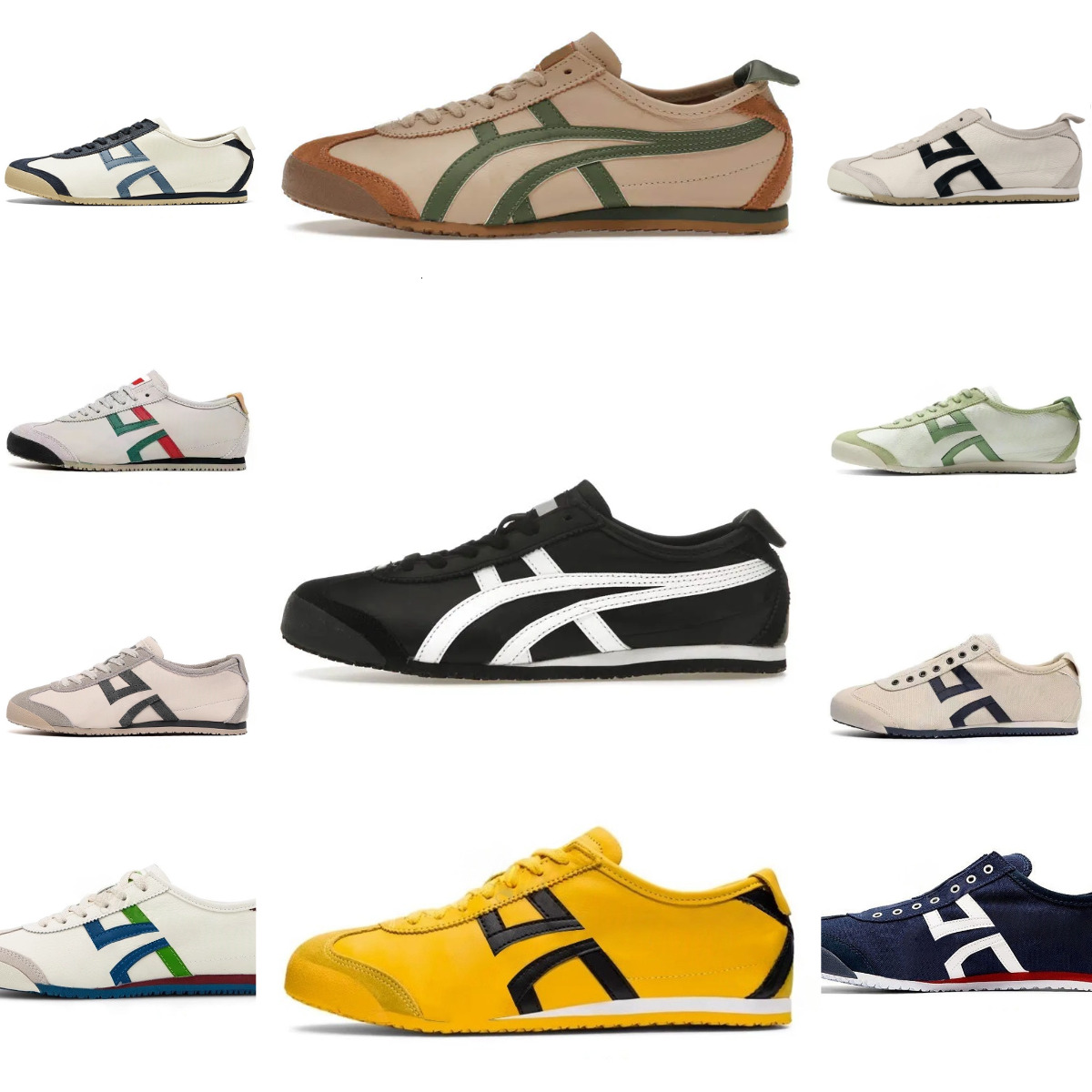 Trainers MeXico 66 Sports Shoes OnitsuKaes Womens Mens Vintage Black White Blue Beige Green Birch Peacoat TiGers Casual Shoes Kills Bills Insole Designer Sneakers