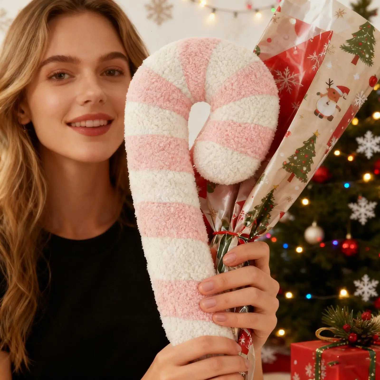 Christmas Lollipop Plush Throw Candy Cane Shape Soft Cushion for Bedroom Sofa Living Room Home Decor Xmas Holiday GiftM251119