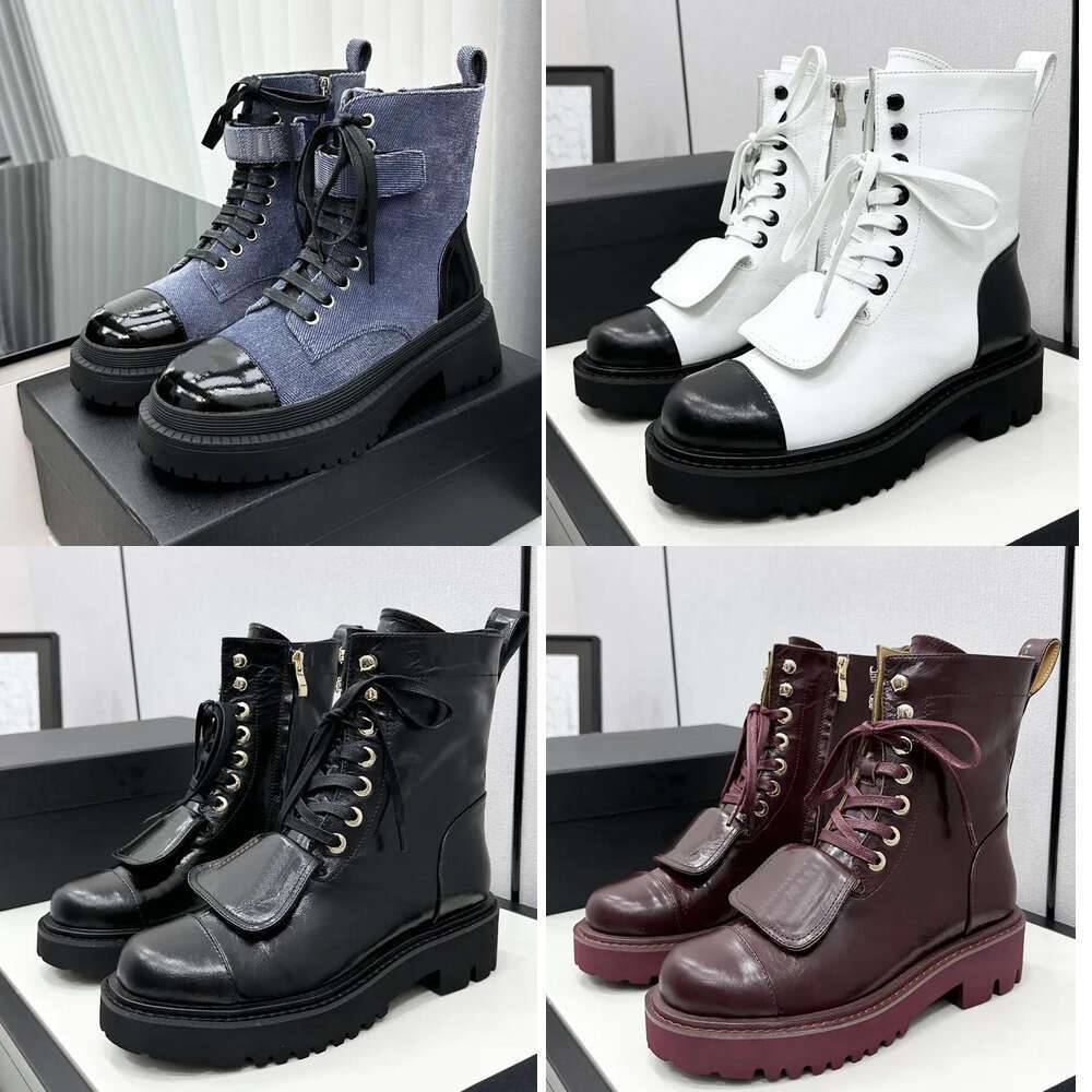 top 1 quality Luxury womens cc Boots fashion white black leather sheepskin fur snow suede cowgirl western knight ankle boots Designer women shoes Luxury ankle