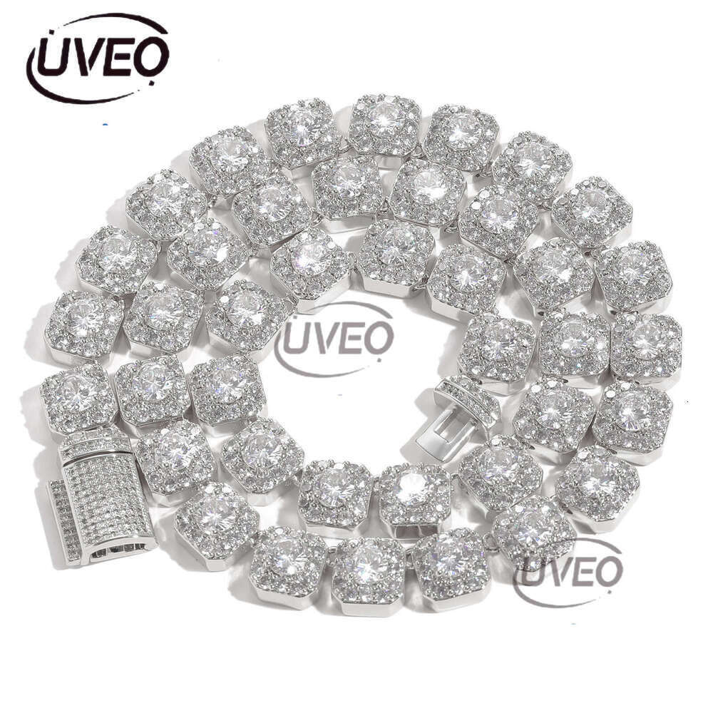 Luxury designer Solid rock sugar chain 10mm inlaid with ice VVS Moissanite necklace, necklace bracelet for men and women Free delivery