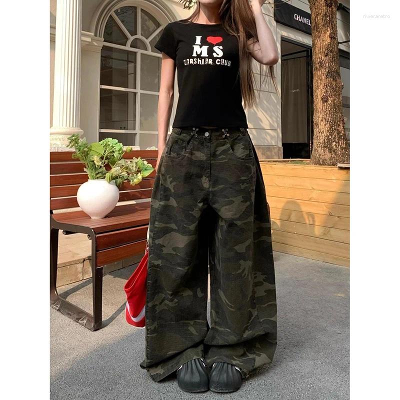 Women's Jeans Autumn Camouflage Cargo Women Vintage Oversized Hip Hop Style Baggy Denim Trousers Korean Streetwear Y2k 2000s Camo Pants Z260313