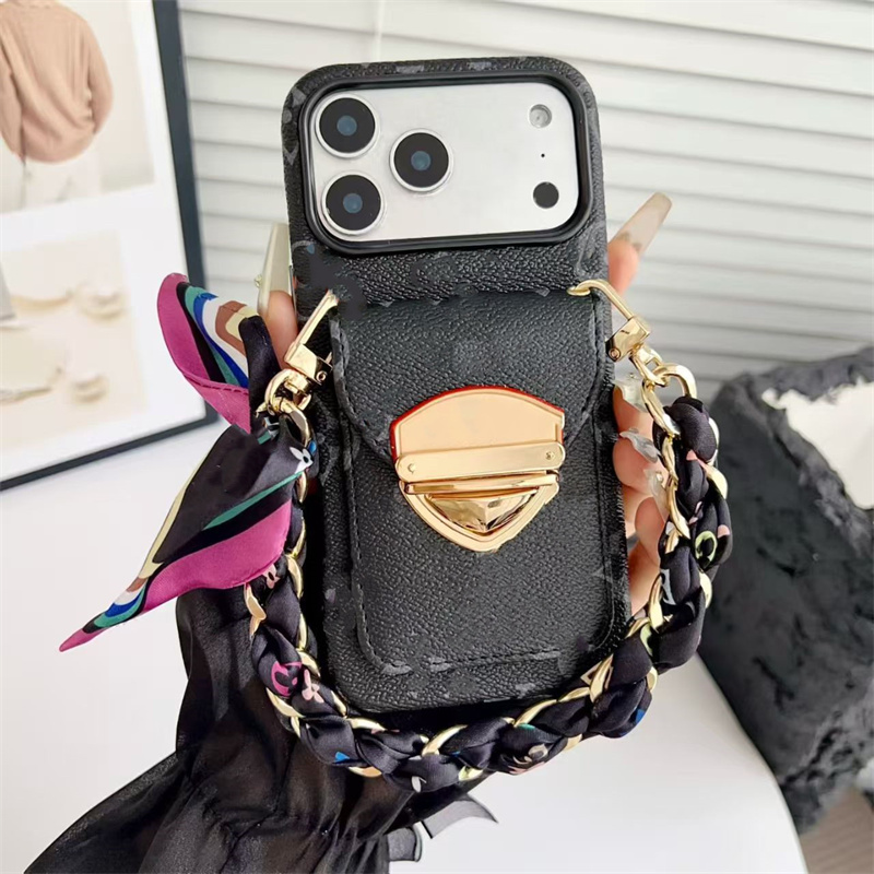 Top Designer Crossbody Luxury iPhone Case for iPhone 17Pro Max 17 16plus 16promax 15promax 14promax 14 13 12 Card Holder Mobile Cell Phone Cases Cover With Lanyard
