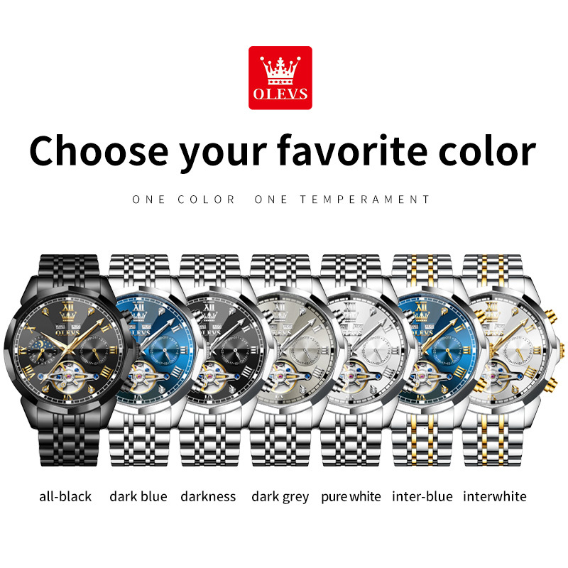 OLEVS Designer Celebrity Endorsed Watches Multi Functional Skeleton Best-selling Luminous Mechanical Watches Watches Men's Watches Free Shipping 