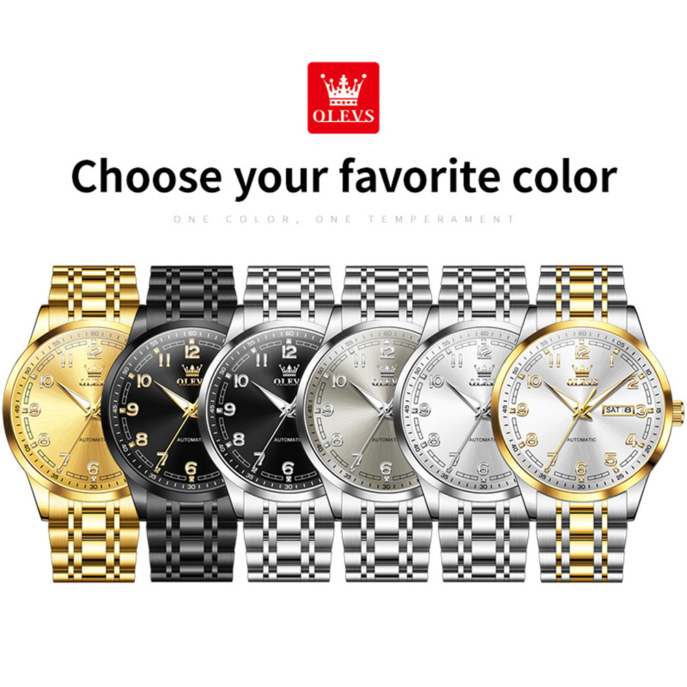 OLEVS Brand Designer Men S Watches Celebrity Endorsements Luxury Outdoor Luminous Waterproof Double Calendar Mechanical Men's Watches Free Shippi