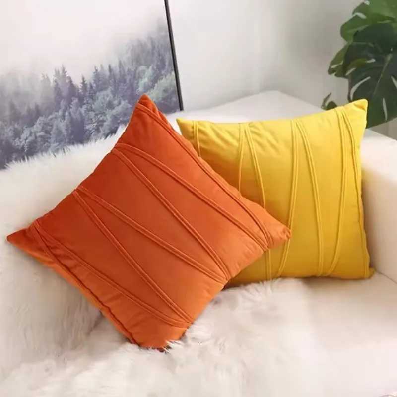 Velvet Throw Covers Modern Decorative Couch Throws Square Soft Cozy Gift cases Halloween Home Decor Orange YellowM251119