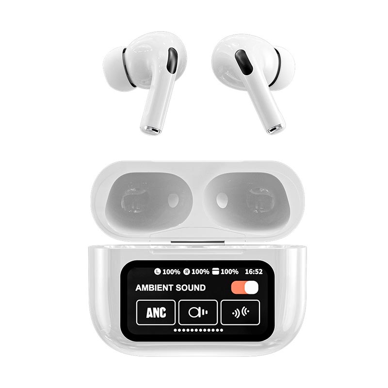 A9 pro Noise Cancelling Bluetooth Earbuds, Wireless buds with 13 Functions, LED Display, Microphone, & USB Charging Compatible with iPhone & Android, 