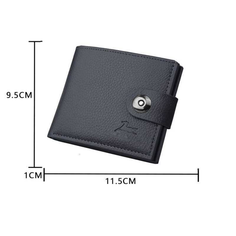 Mens Short Wallet with Hasp - PU Leather Card Holder Magnetic Closure Slim Purse Natural Leather LookT251119