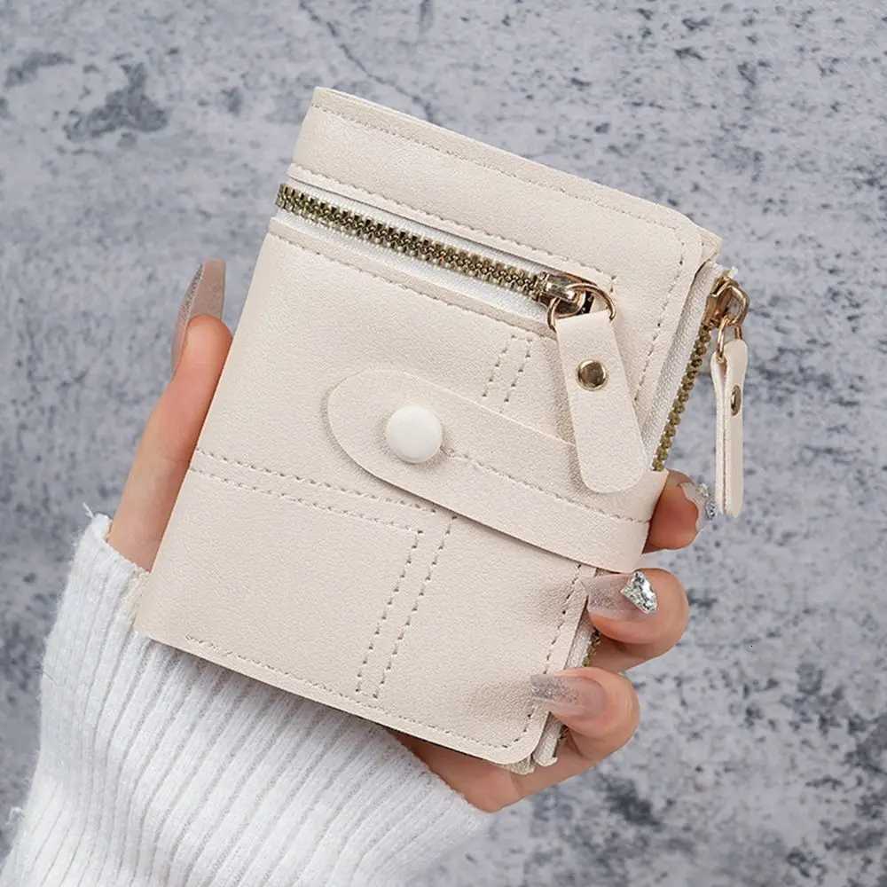 Simple Solid Color Button Wallet Ultra-Thin PU Leather Thin Wallet Short Design Card Clip Ladies UseT251119