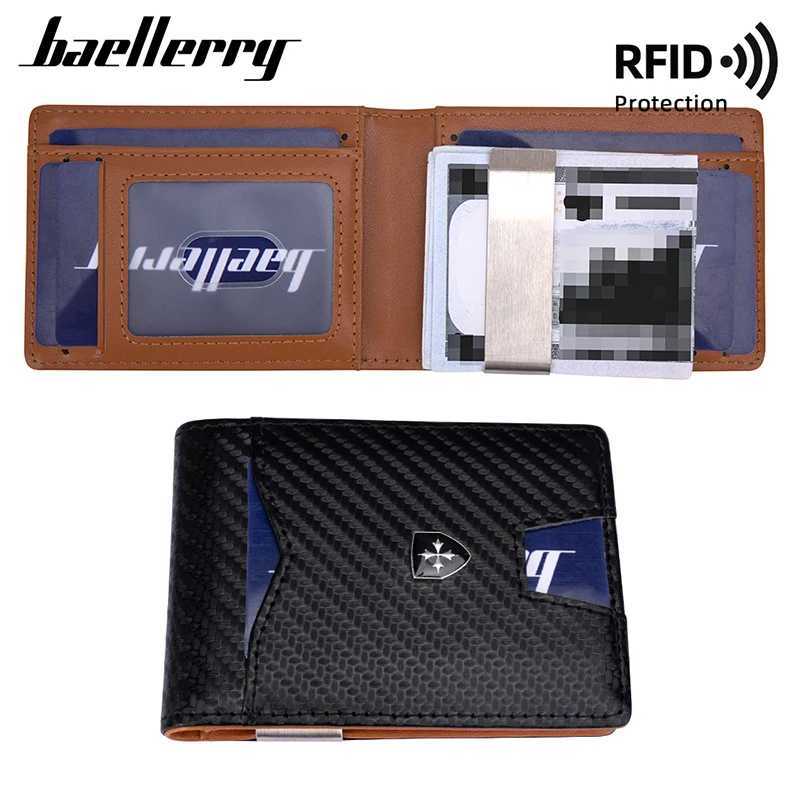 New RFID Name Engraving Simple Short Men Card Wallets Carbon Fiber Card Holder Slim Male Wallet Photo Holder Men Card ClipsT251119