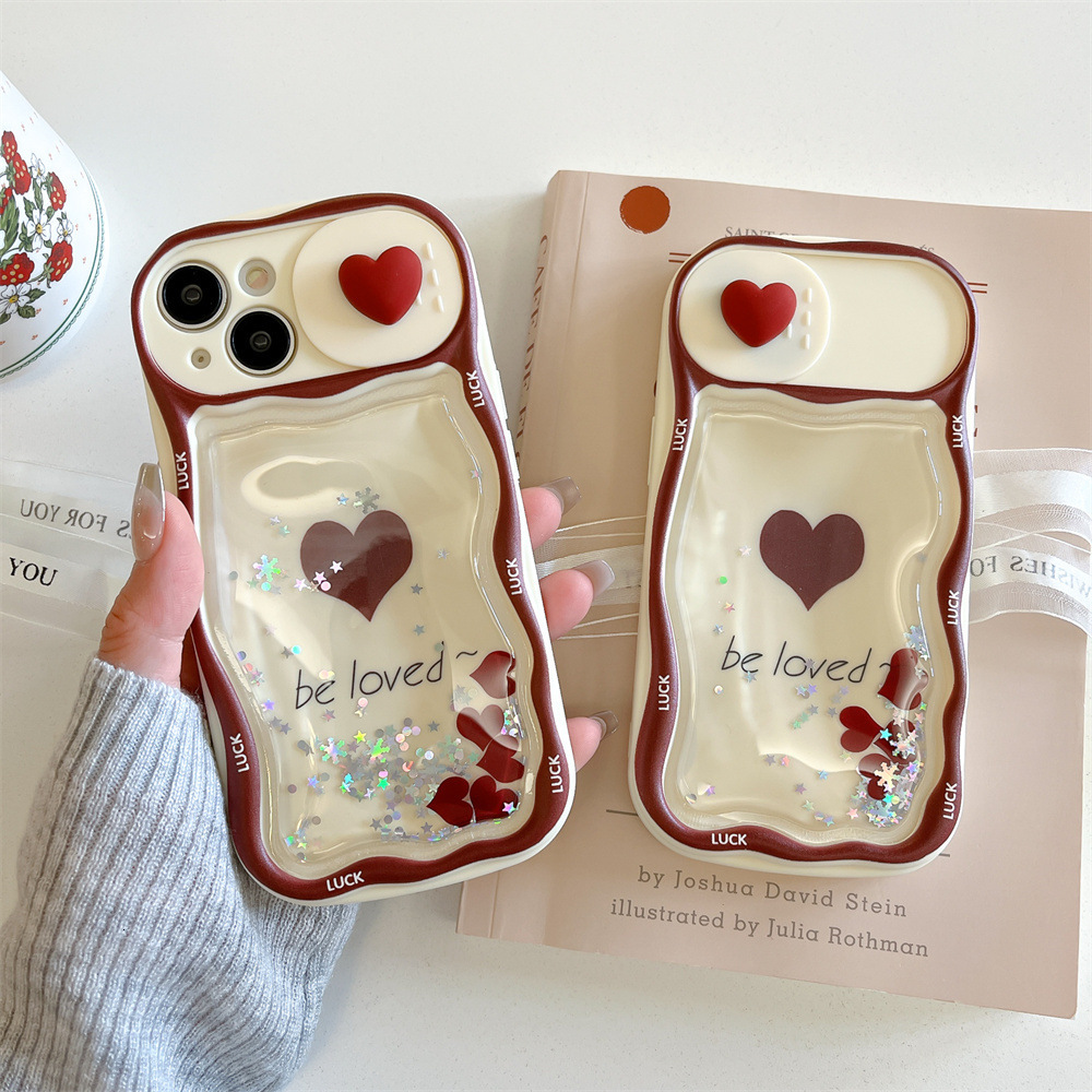 Quicksand Heart Bow Phone Case Compatible with iPhone 17/16/15 Pro Full Coverage Precision Hole Luxury Style iPhone 14/13