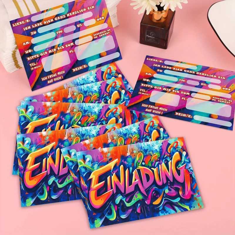 16pcs Graffiti Invitation CardBirthday Graffiti Theme Party Invitation CardBirthday invitationParty InvitationSchool Invitat G251119