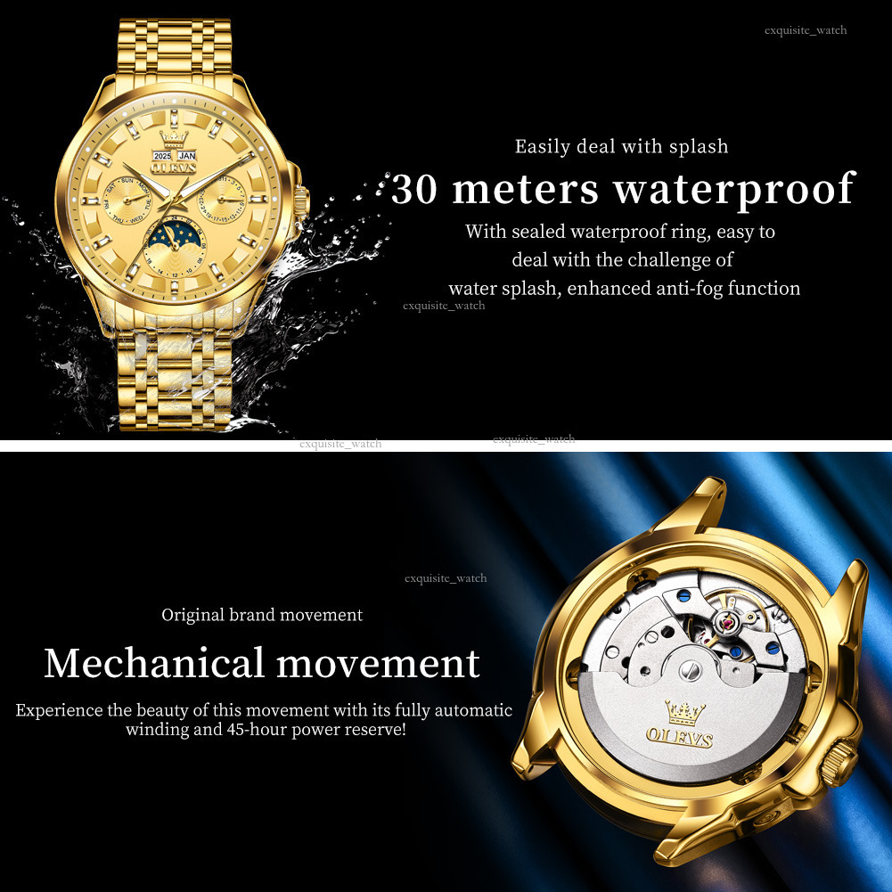 OLEVS Brand Designer Luxury Business Men's Outdoor Perpetual Calendar Multi-functional Mechanical Watch Fully Automatic Waterproof Men's Wat