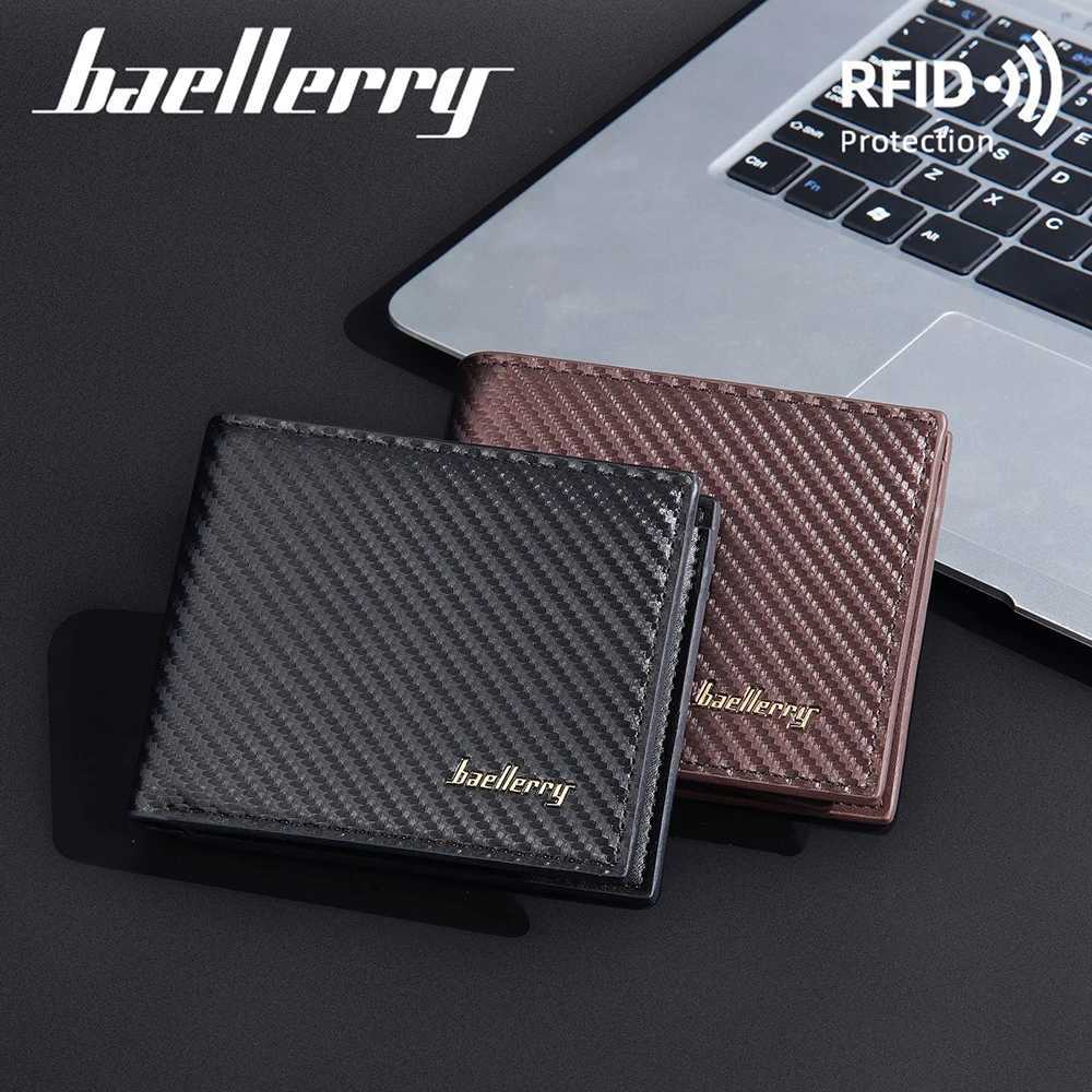 Baellerry New Men Short Wallets Carbon Fiber Card Holder Zipper Male Purses High Quality Coin Pocket Mens WalletT251119