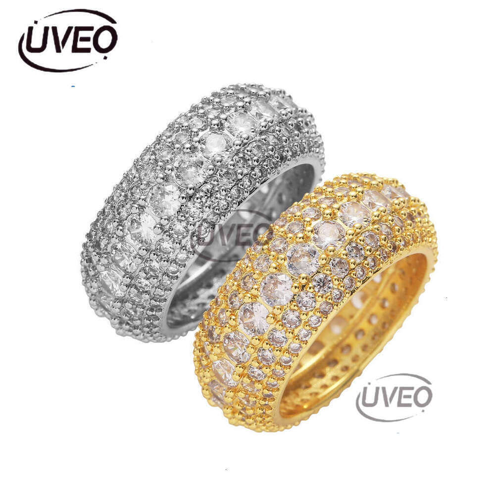 Luxury designer inlaid ice out VVS Moissanite sterling Silver Gold Plated Men's and women's Hip Hop rings Free shipping