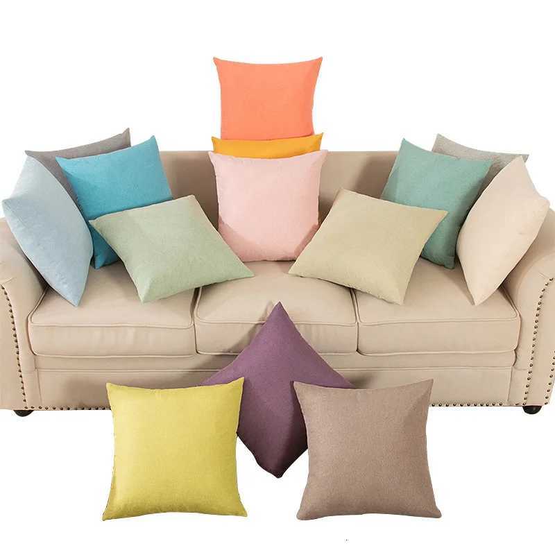 Nordic Style Solid Color Cushion Linen Office Sofa Car Living Room Waist M251119